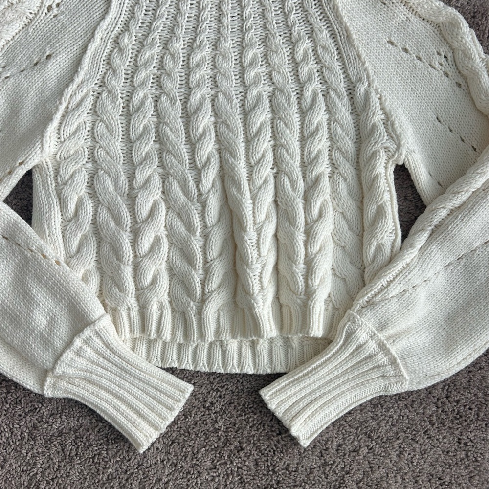 Free People Ivory Cable Knit Sweater - Picture 2 of 4